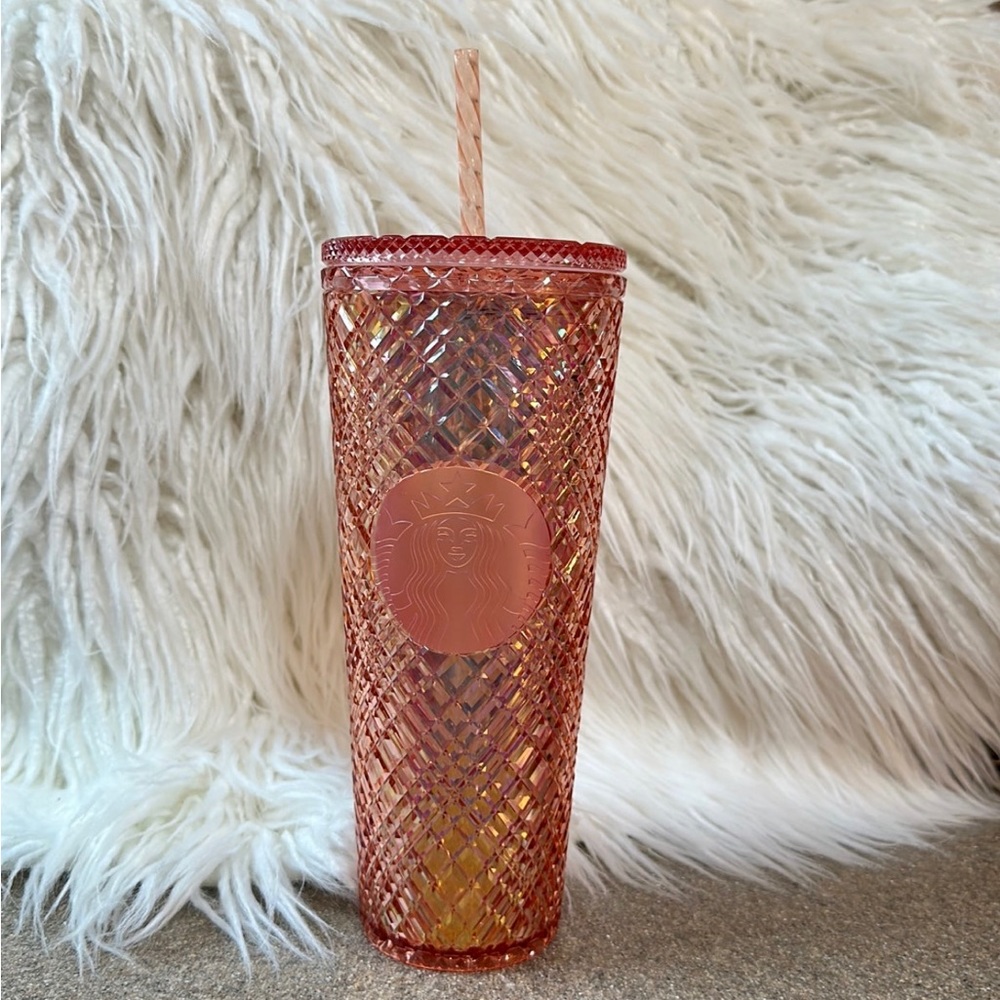 Starbucks 2021 Winter Holiday Jeweled Tumbler Cold Cup 24oz Rose Gold